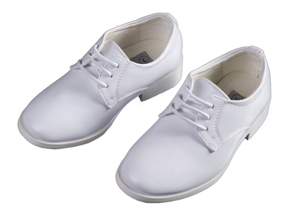 Boys Matte White Round Toe Dress Shoe 