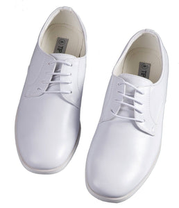 Matte White Round Toe Lace Up Dress Shoe Toddler and Big Boy Sizes - Tuxgear