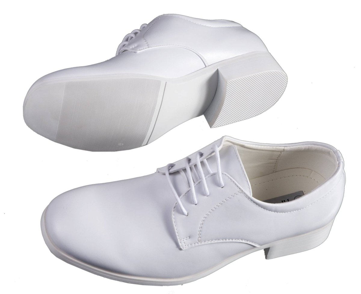Boys Matte White Round Toe Dress Shoe 