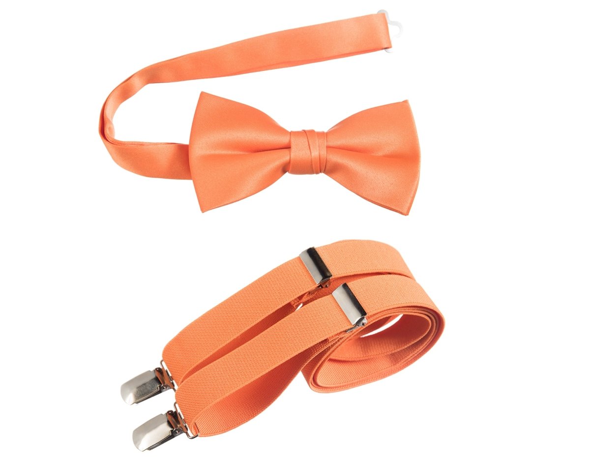 Men's Pre - tied Satin Bow Tie and Adjustable Stretch Suspender Sets - Tuxgear