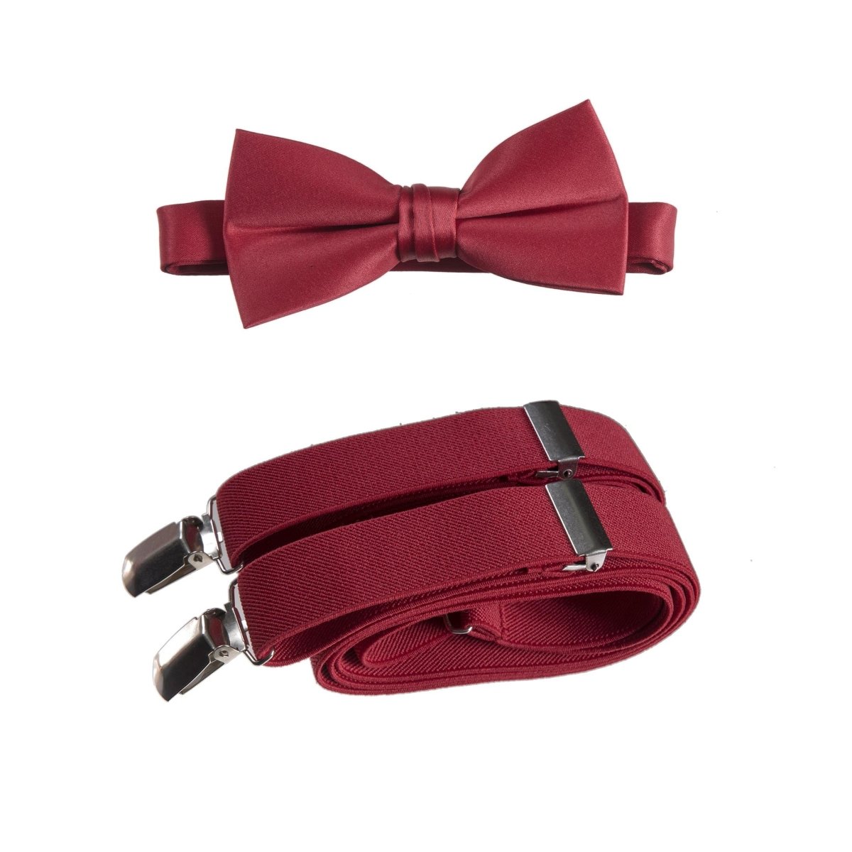 Men's Pre - tied Satin Bow Tie and Adjustable Stretch Suspender Sets - Tuxgear