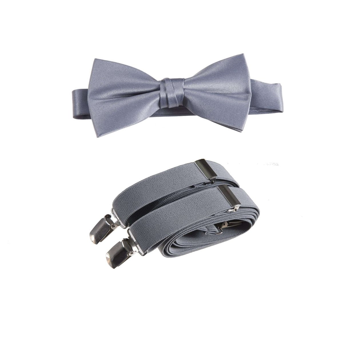 Men's Pre - tied Satin Bow Tie and Adjustable Stretch Suspender Sets - Tuxgear