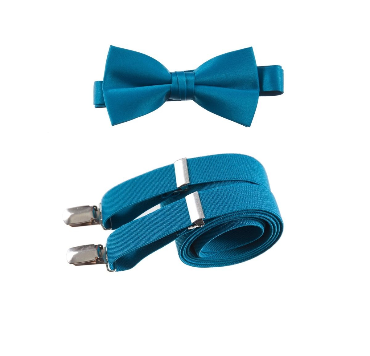 Men's Pre - tied Satin Bow Tie and Adjustable Stretch Suspender Sets - Tuxgear