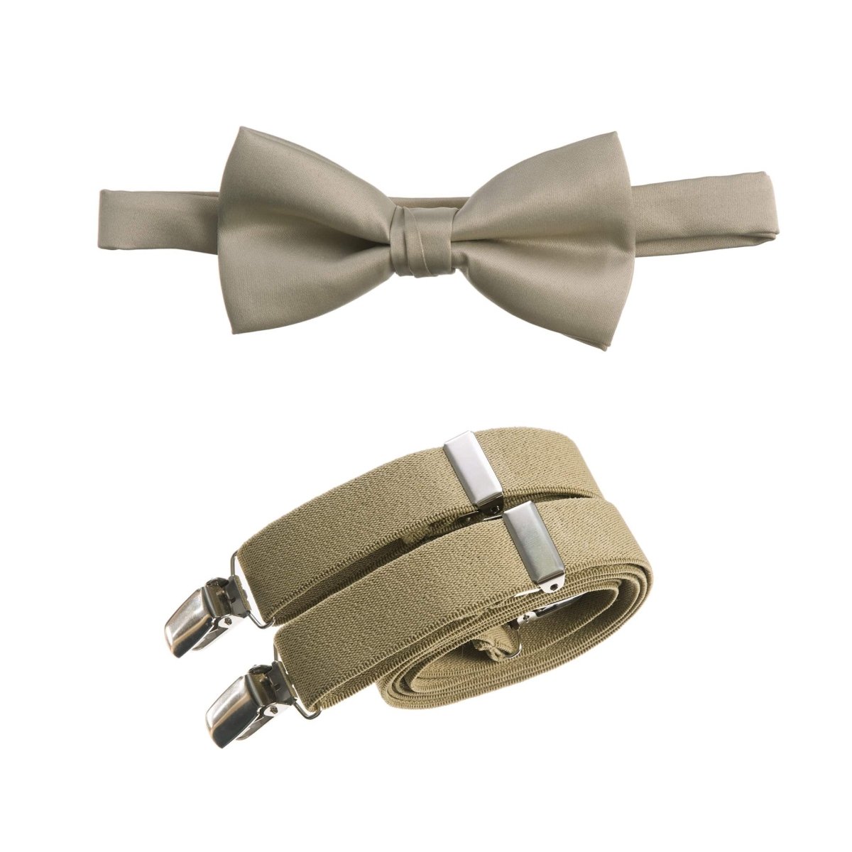Men's Pre - tied Satin Bow Tie and Adjustable Stretch Suspender Sets - Tuxgear