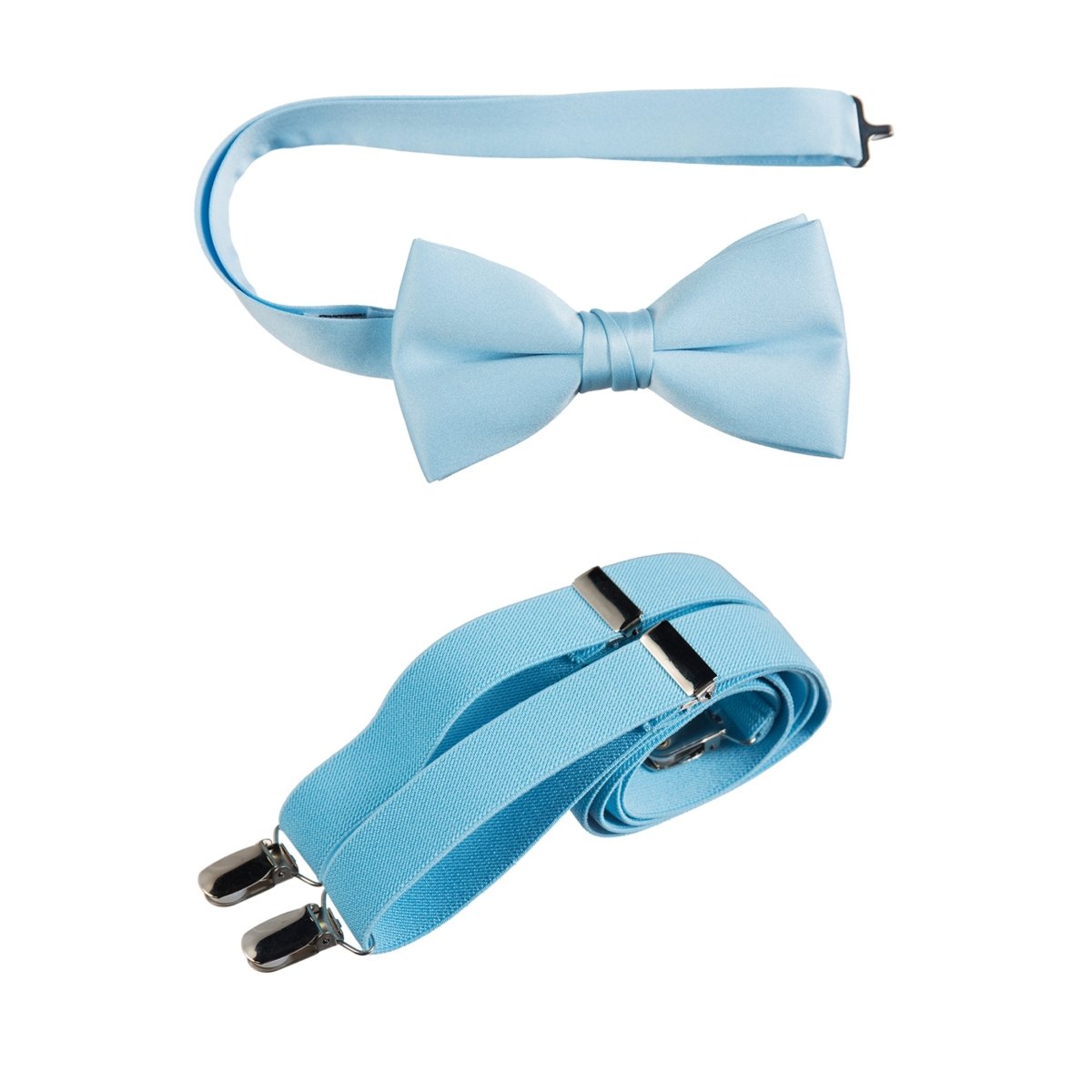 Men's Pre - tied Satin Bow Tie and Adjustable Stretch Suspender Sets - Tuxgear