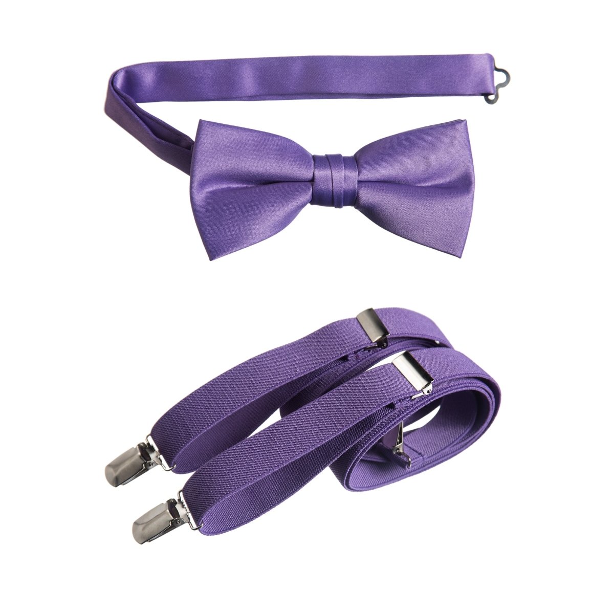 Men's Pre - tied Satin Bow Tie and Adjustable Stretch Suspender Sets - Tuxgear