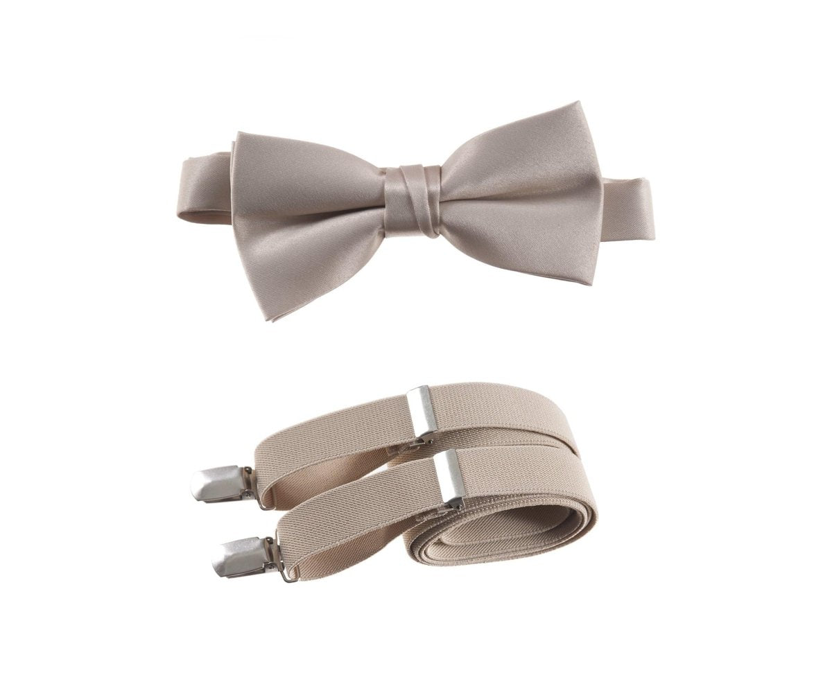 Men's Pre - tied Satin Bow Tie and Adjustable Stretch Suspender Sets - Tuxgear