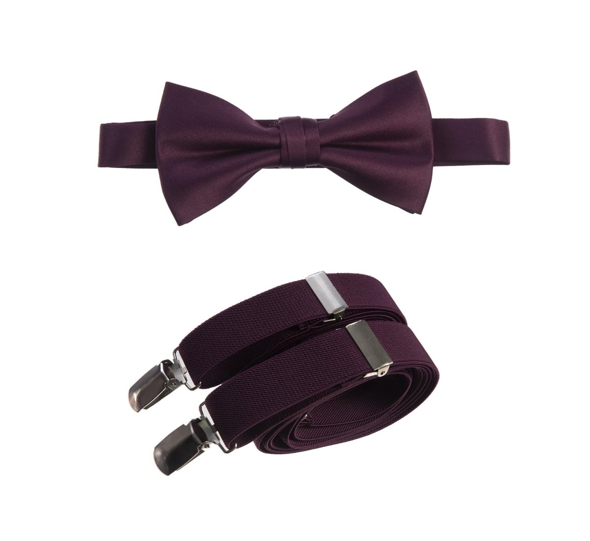 Men's Pre - tied Satin Bow Tie and Adjustable Stretch Suspender Sets - Tuxgear