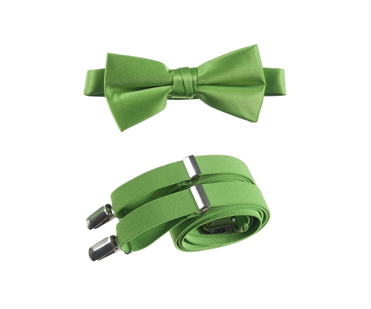 Men's Pre - tied Satin Bow Tie and Adjustable Stretch Suspender Sets - Tuxgear