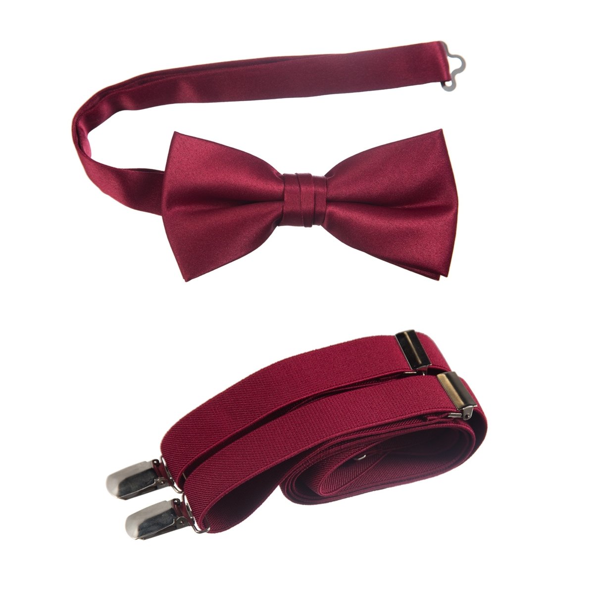 Men's Pre - tied Satin Bow Tie and Adjustable Stretch Suspender Sets - Tuxgear