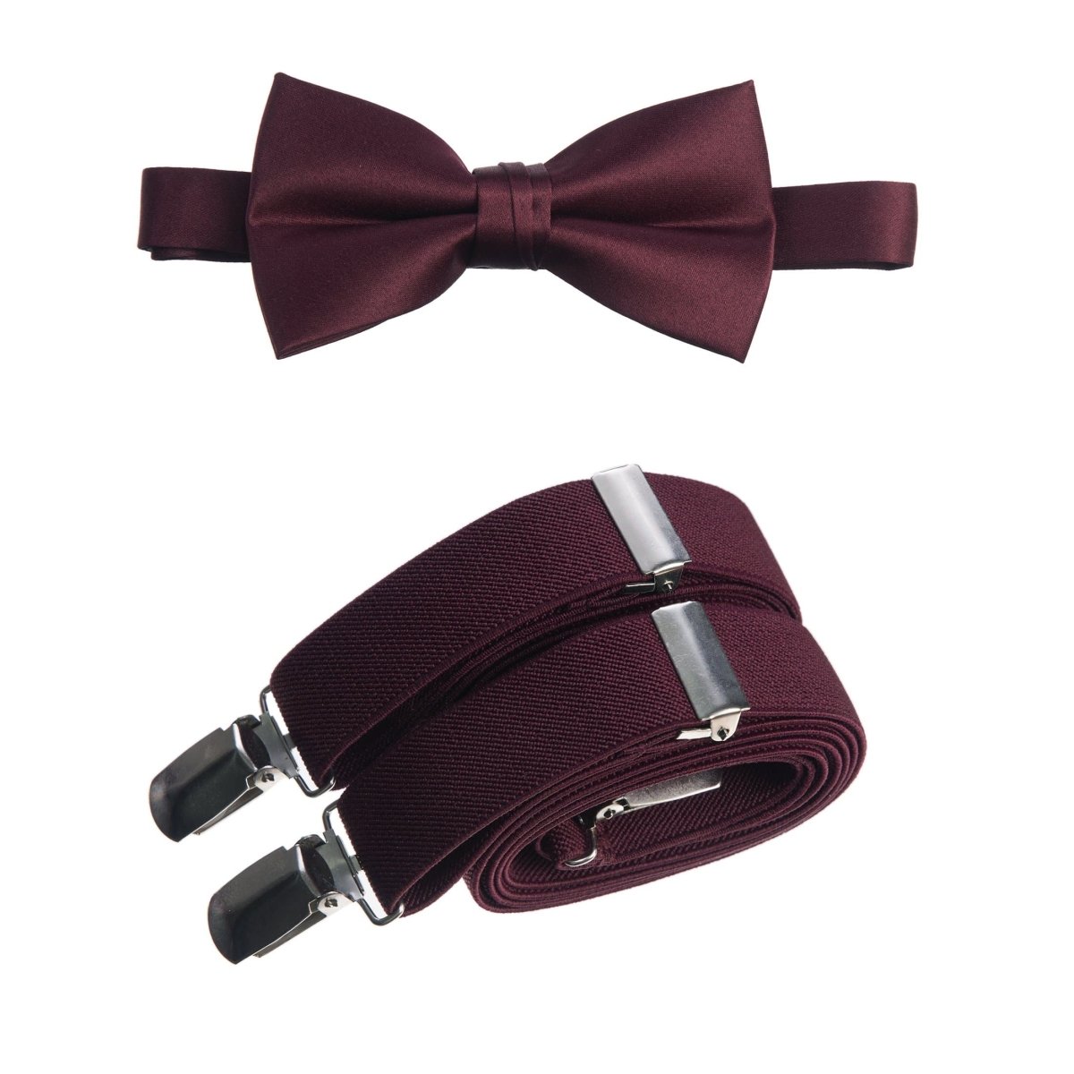 Men's Pre - tied Satin Bow Tie and Adjustable Stretch Suspender Sets - Tuxgear