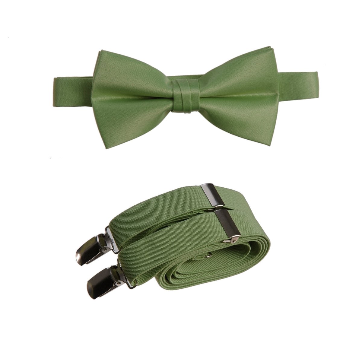 Men's Pre - tied Satin Bow Tie and Adjustable Stretch Suspender Sets - Tuxgear