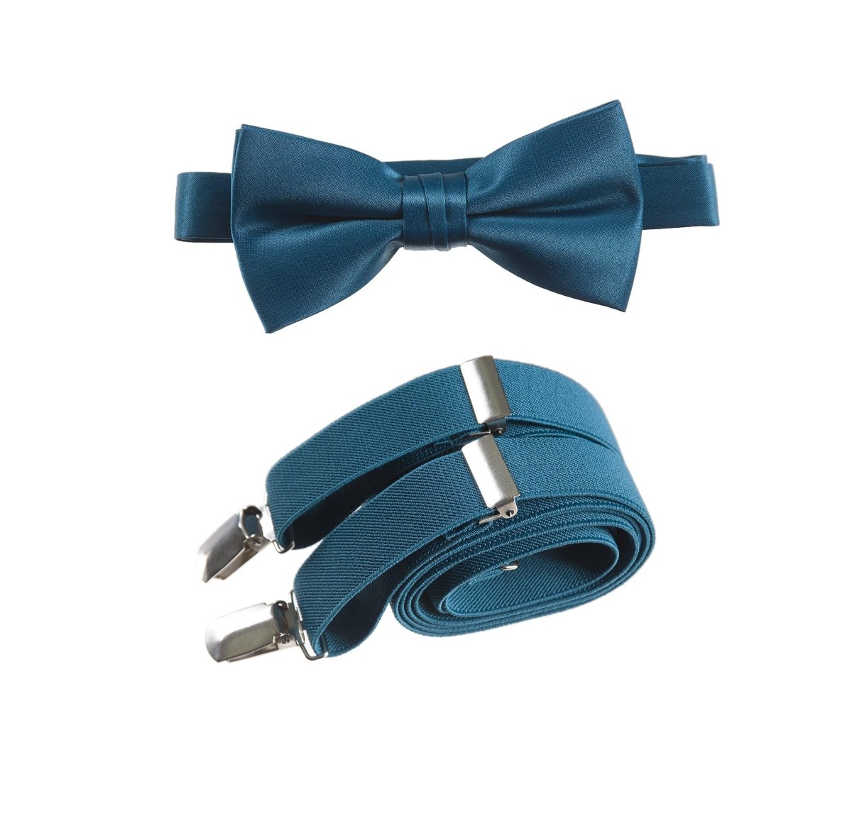 Men's Pre - tied Satin Bow Tie and Adjustable Stretch Suspender Sets - Tuxgear