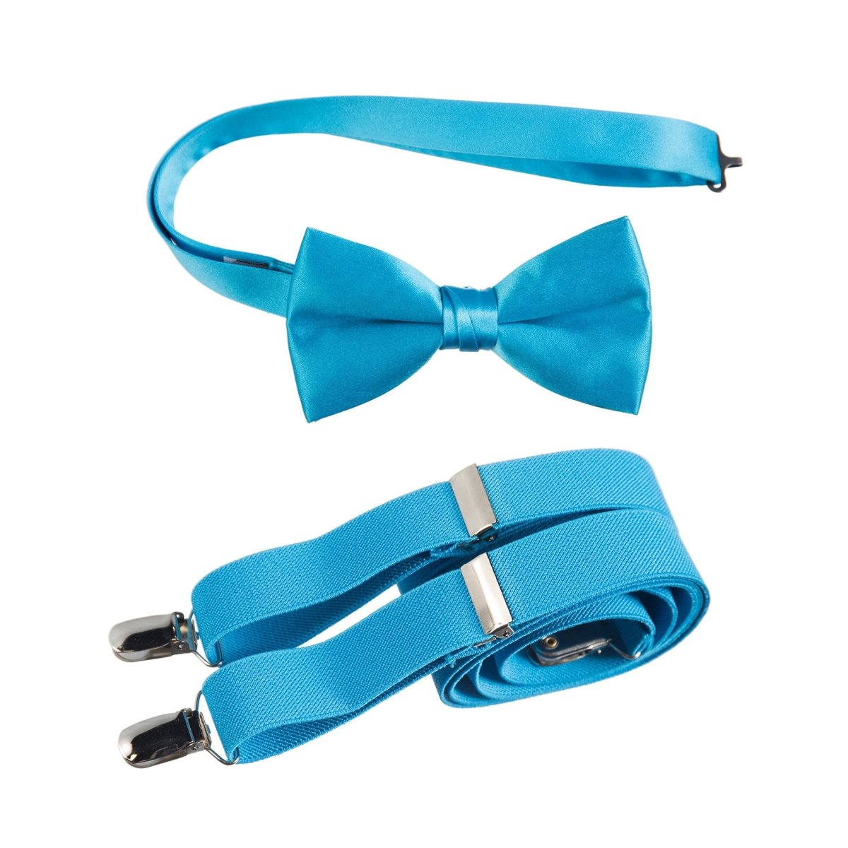Men's Pre - tied Satin Bow Tie and Adjustable Stretch Suspender Sets - Tuxgear