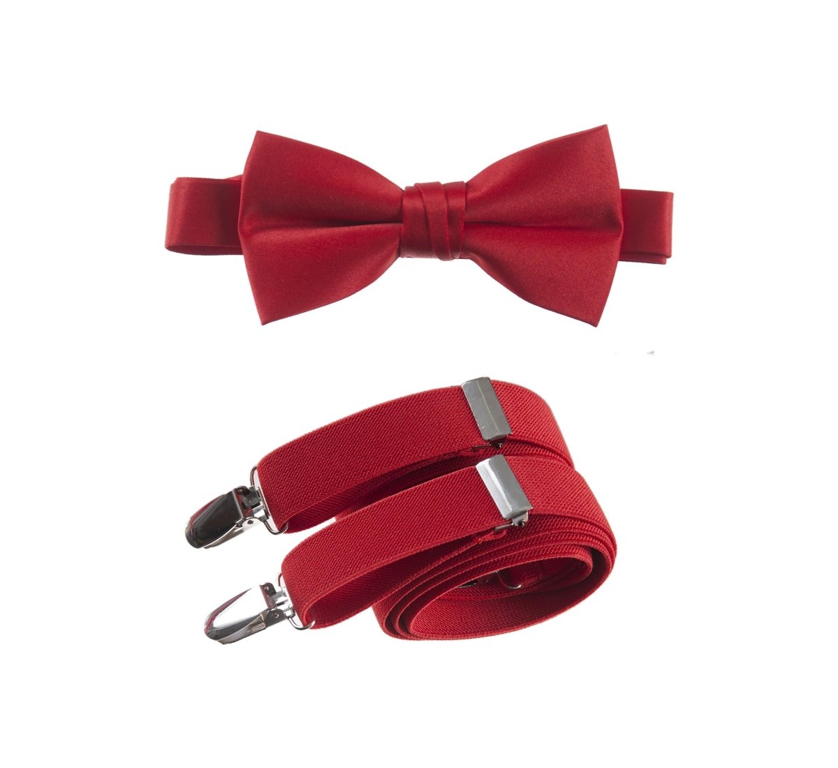 Men's Pre - tied Satin Bow Tie and Adjustable Stretch Suspender Sets - Tuxgear