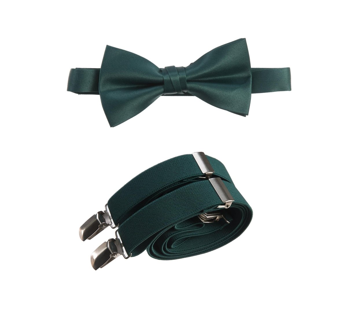Men's Pre - tied Satin Bow Tie and Adjustable Stretch Suspender Sets - Tuxgear