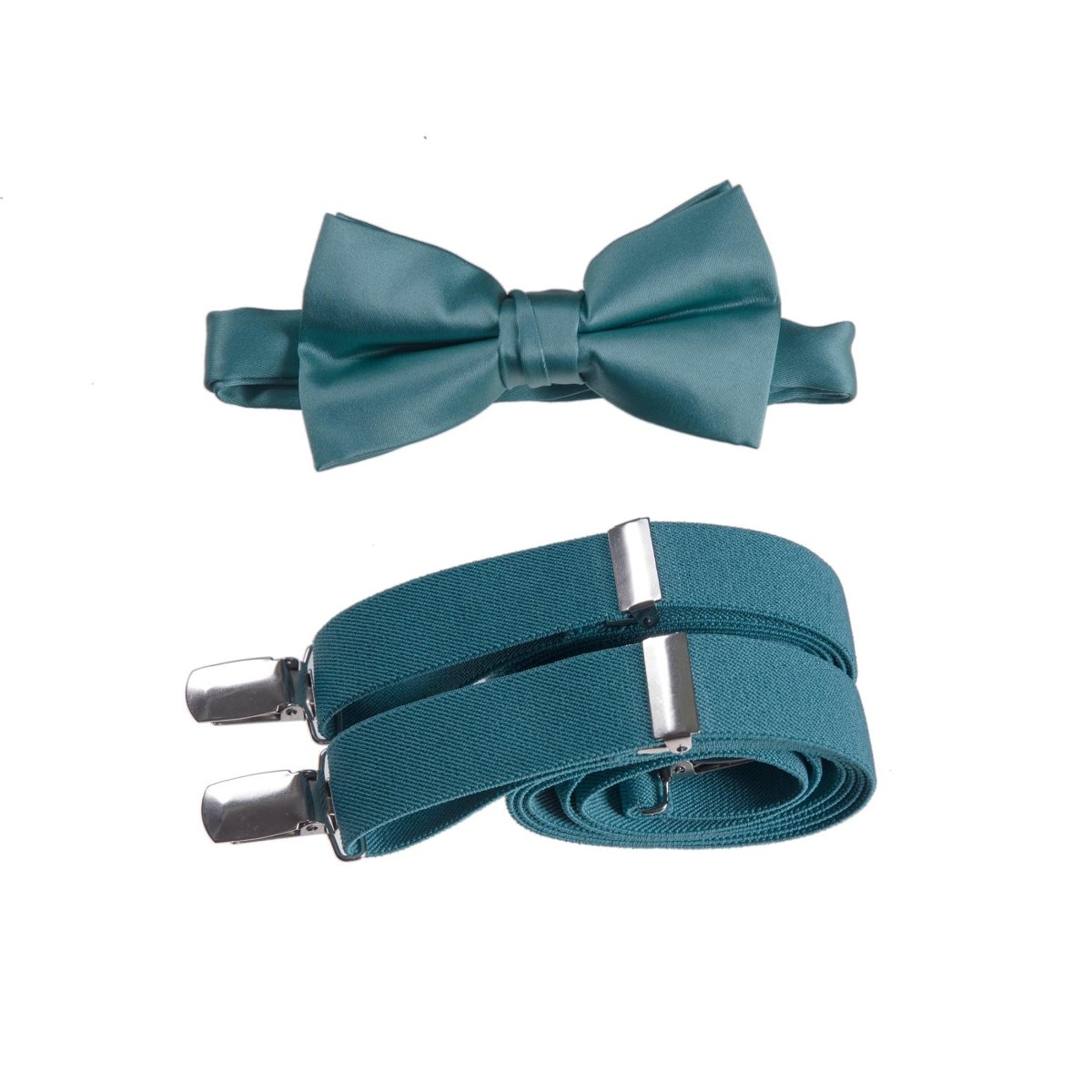 Men's Pre - tied Satin Bow Tie and Adjustable Stretch Suspender Sets - Tuxgear