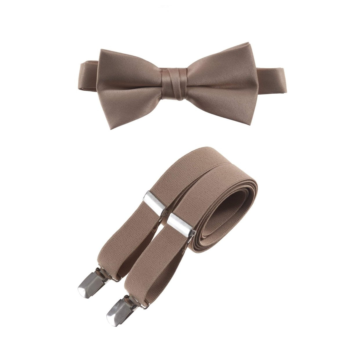 Men's Pre - tied Satin Bow Tie and Adjustable Stretch Suspender Sets - Tuxgear