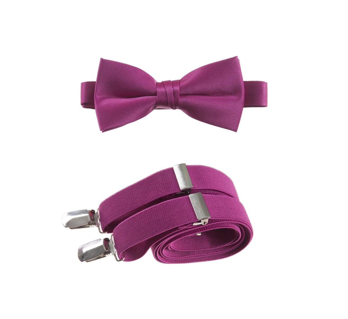 Men's Pre - tied Satin Bow Tie and Adjustable Stretch Suspender Sets - Tuxgear