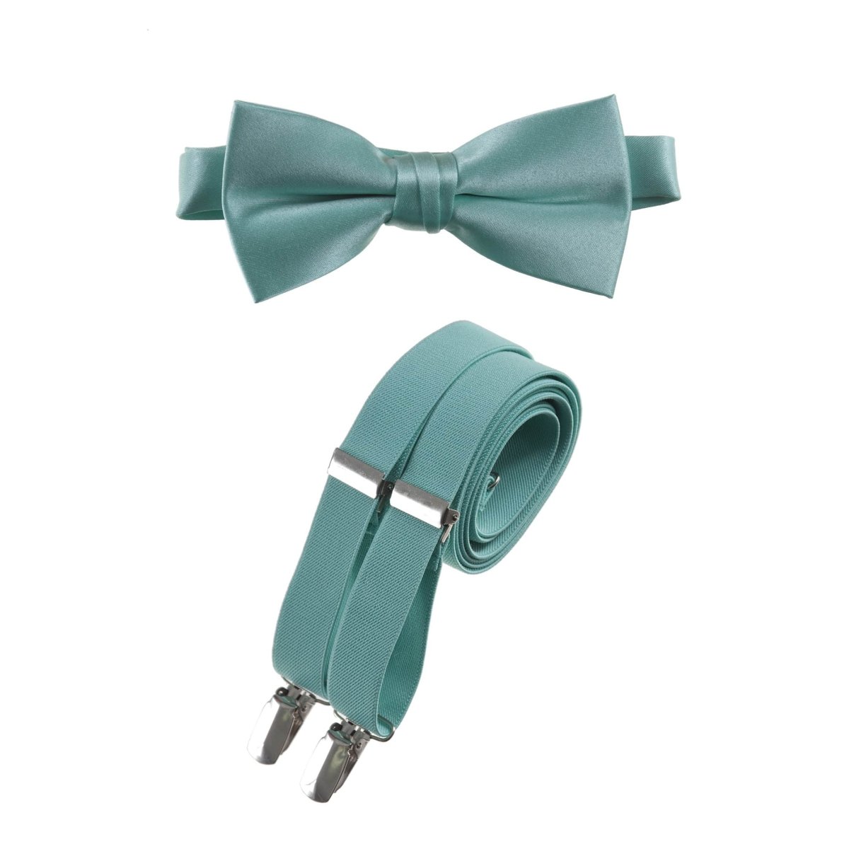 Men's Pre - tied Satin Bow Tie and Adjustable Stretch Suspender Sets - Tuxgear