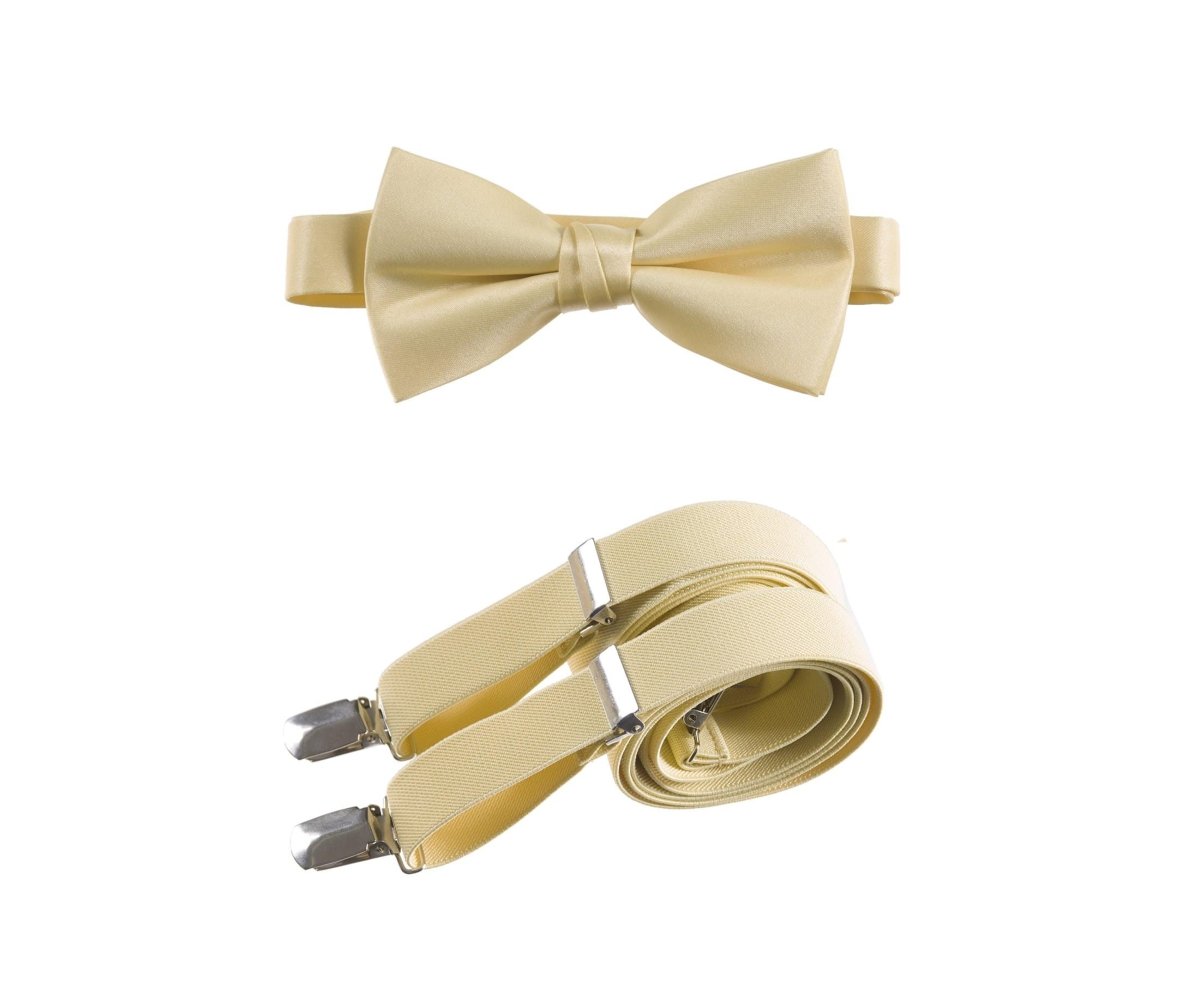 Men's Pre - tied Satin Bow Tie and Adjustable Stretch Suspender Sets - Tuxgear