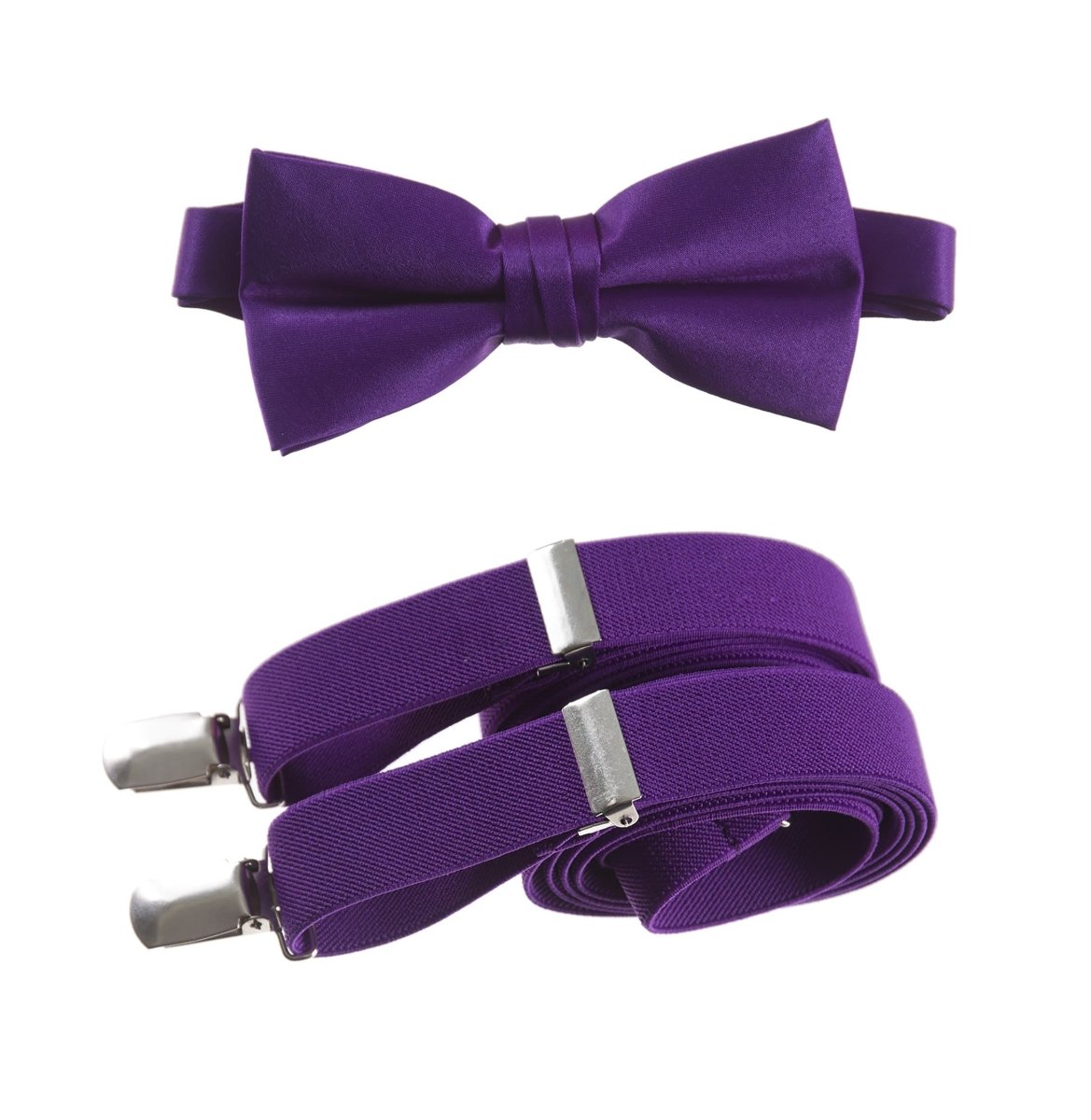 Men's Pre - tied Satin Bow Tie and Adjustable Stretch Suspender Sets - Tuxgear
