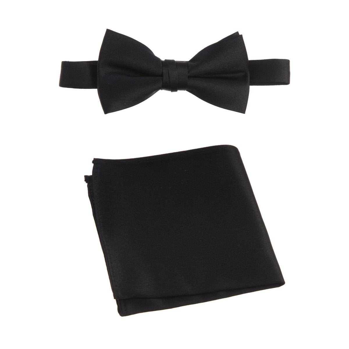 Men's Pre - tied Satin Bow Tie and Pocket Square Handkerchief Sets - Tuxgear