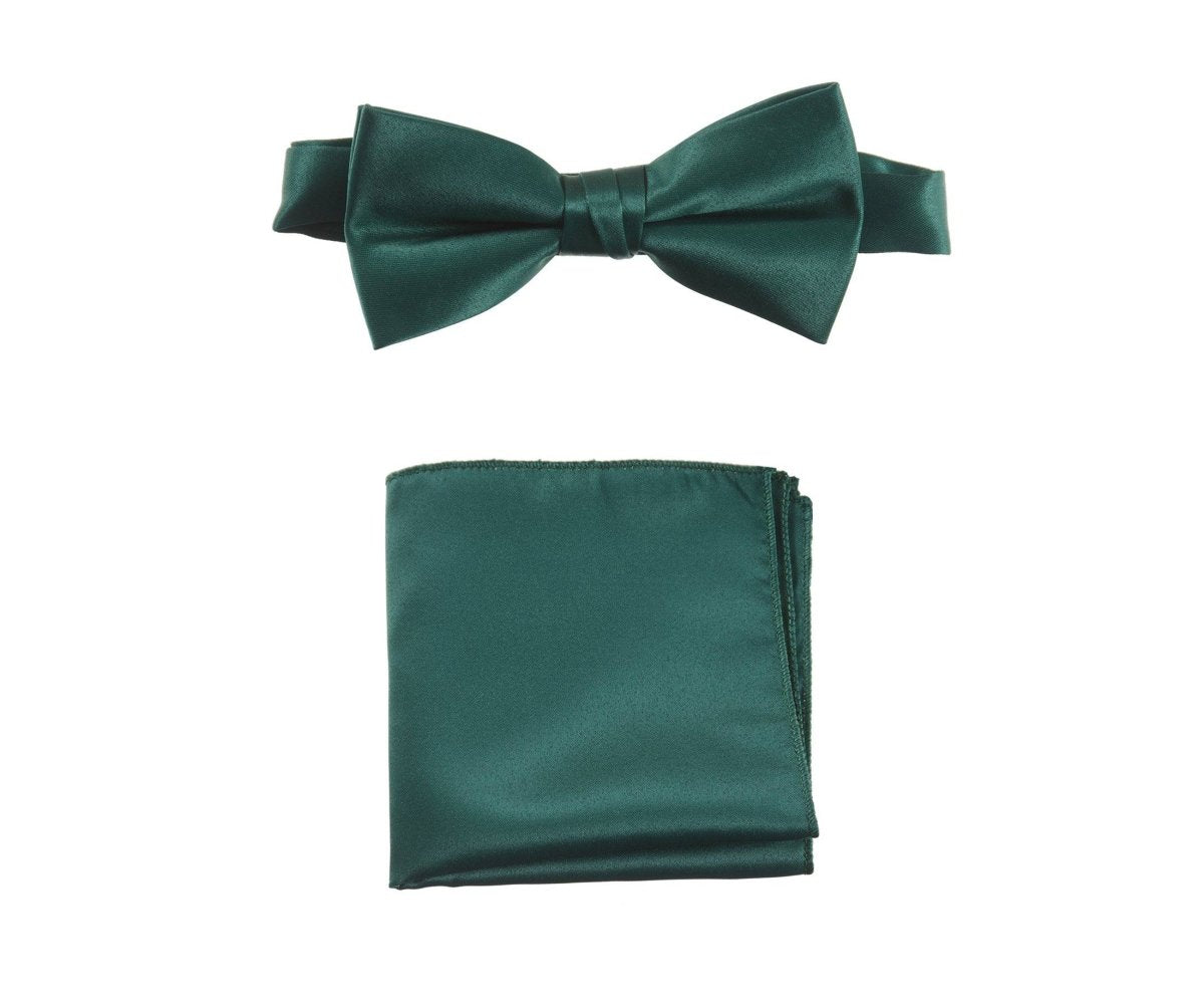 Men's Pre - tied Satin Bow Tie and Pocket Square Handkerchief Sets - Tuxgear