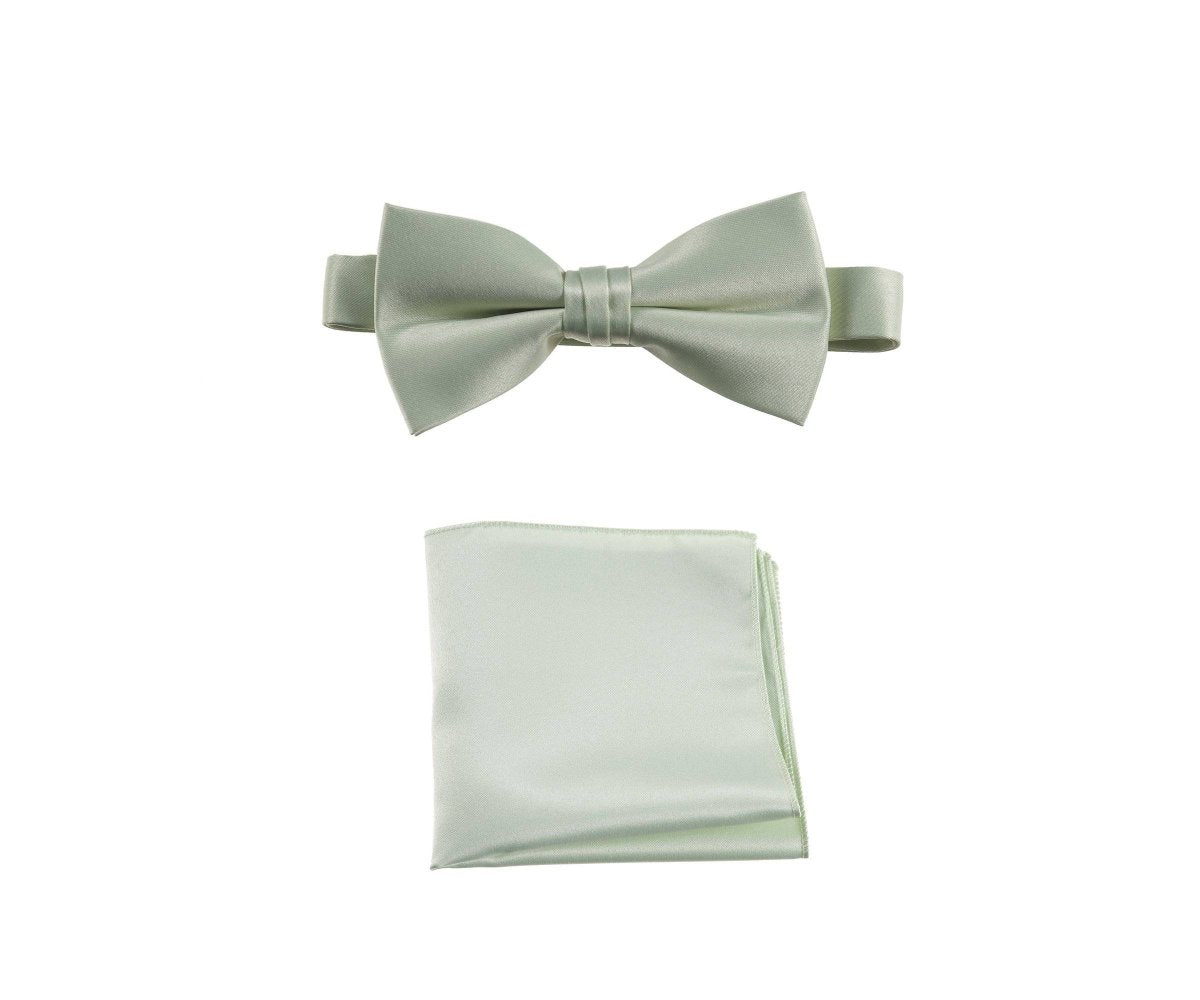 Men's Pre - tied Satin Bow Tie and Pocket Square Handkerchief Sets - Tuxgear