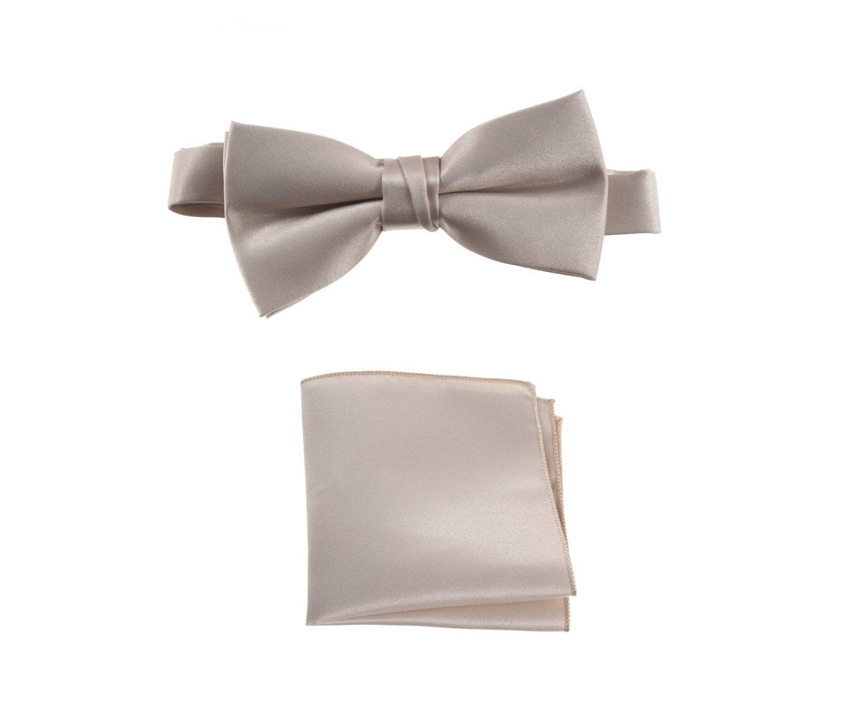 Men's Pre - tied Satin Bow Tie and Pocket Square Handkerchief Sets - Tuxgear