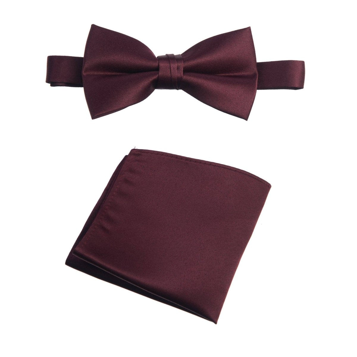 Men's Pre - tied Satin Bow Tie and Pocket Square Handkerchief Sets - Tuxgear