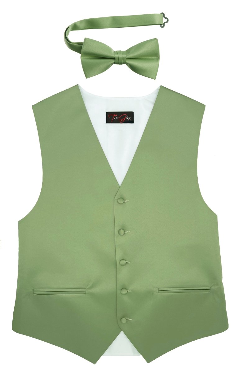 Mens Tuxedo Vest and Tie Sets Fullback Design in Popular Formal Wedding Colors - Tuxgear
