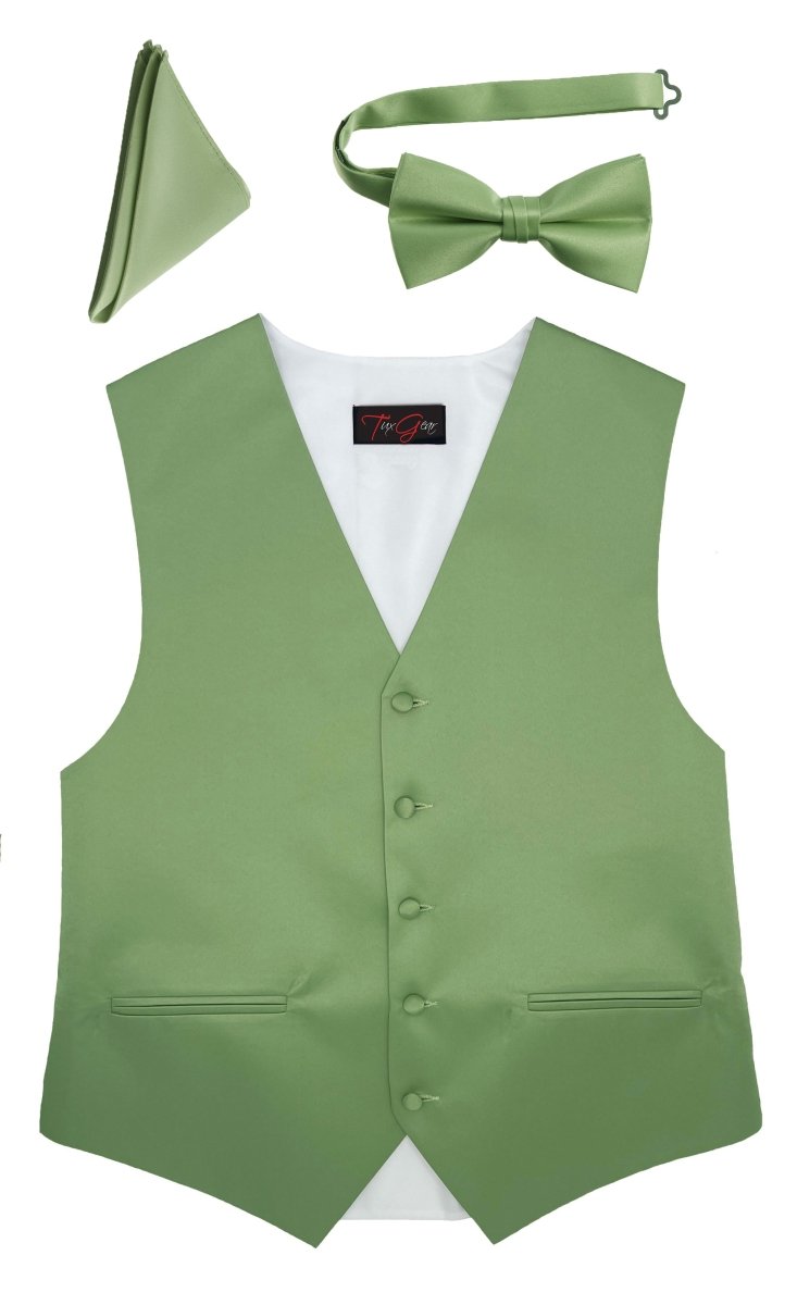 Mens Tuxedo Vest and Tie Sets Fullback Design in Popular Formal Wedding Colors - Tuxgear