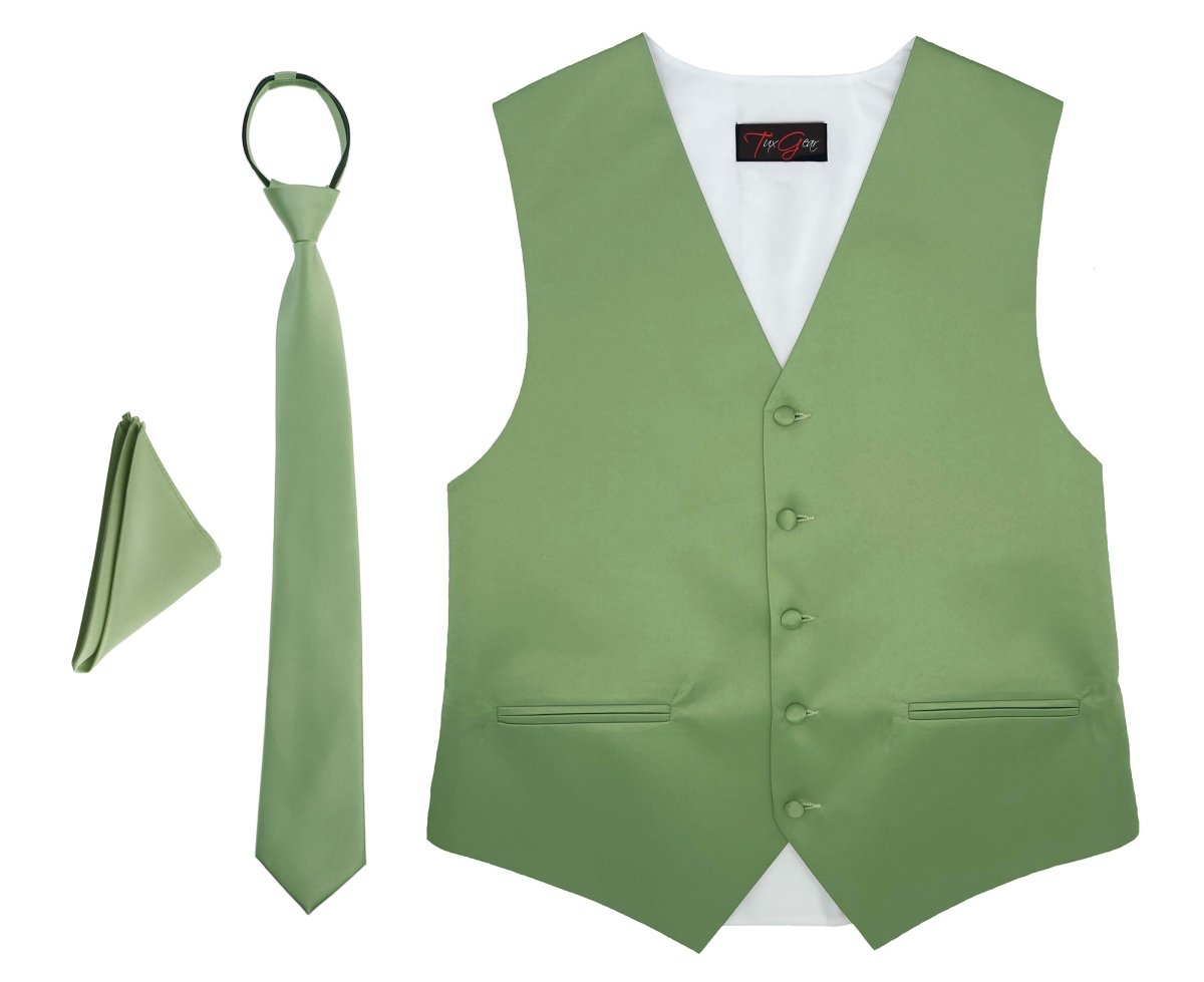 Mens Tuxedo Vest and Tie Sets Fullback Design in Popular Formal Wedding Colors - Tuxgear