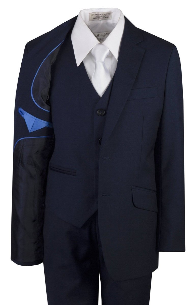 Navy Blue Slim Fit Religious Suit Neck Tie Toddlers Boys and Youth Sizes - Tuxgear