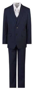 Navy Blue Slim Fit Suit Clergy Jacquard Neck Tie Boys and Youth Sizes - Tuxgear