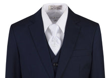 Load image into Gallery viewer, Navy Blue Slim Fit Suit Communion Cross Neck Tie Boys and Youth Sizes - Tuxgear