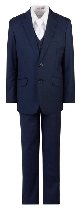 Navy Blue Slim Fit Suit Communion Cross Neck Tie Boys and Youth Sizes - Tuxgear