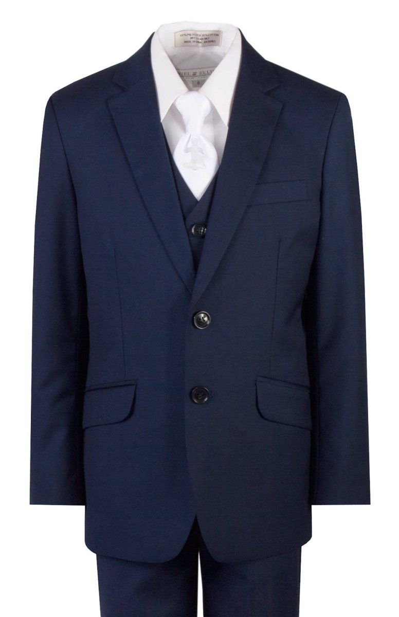 Navy Blue Slim Fit Suit Communion Cross Neck Tie Boys and Youth Sizes - Tuxgear