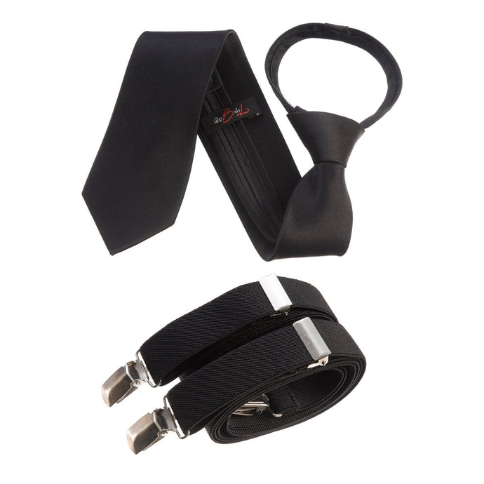 Neck Tie and Adjustable Stretch Suspender Set - Tuxgear