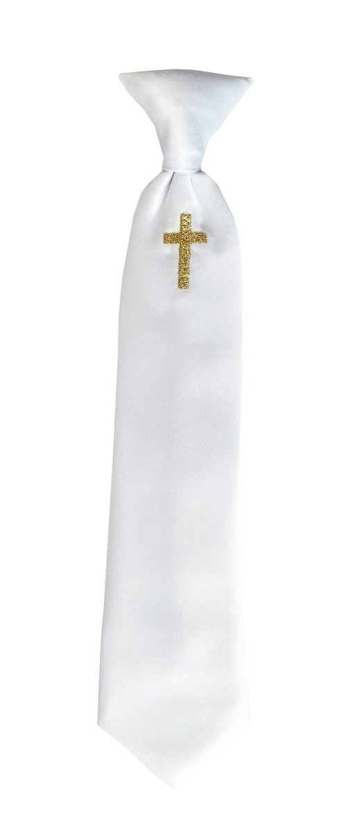 Necktie Embroidery Religious Cross for Boys First Holy Communion - Tuxgear