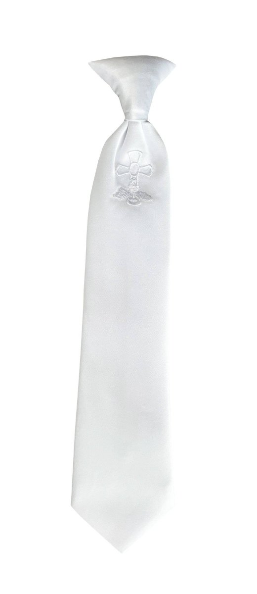 Necktie with Embroidery Communion Cross for Boys First Holy Communion - Tuxgear