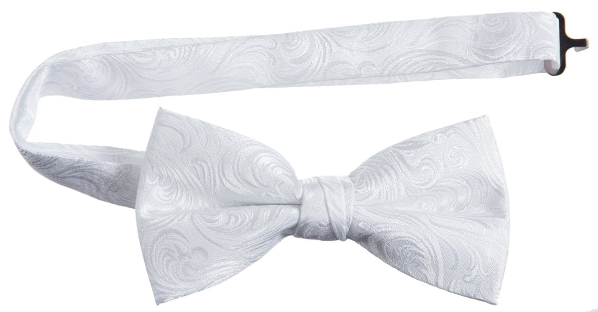 Pre - tied Adjustable Bow Tie of Satin Paisley Jacquard - Tuxgear