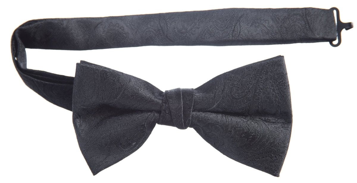 Pre - tied Adjustable Bow Tie of Satin Paisley Jacquard - Tuxgear