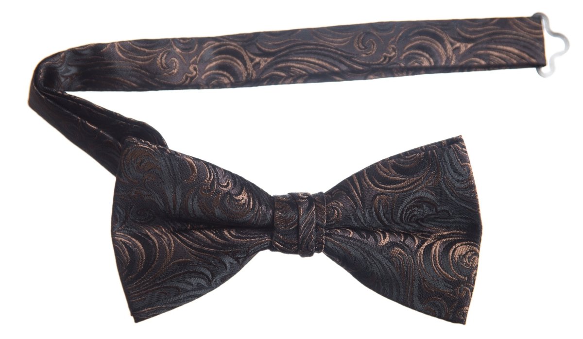 Pre - tied Adjustable Bow Tie of Satin Paisley Jacquard - Tuxgear