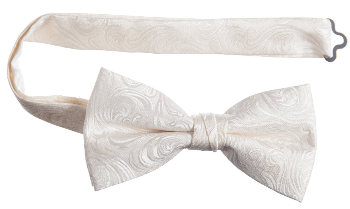 Pre - tied Adjustable Bow Tie of Satin Paisley Jacquard - Tuxgear
