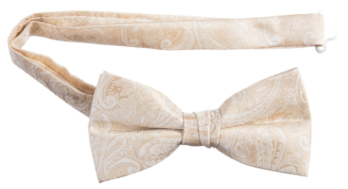 Pre - tied Adjustable Bow Tie of Satin Paisley Jacquard - Tuxgear