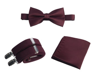 Pre-tied Bow Tie & Pocket Square with Adjustable Stretch Suspender - Tuxgear