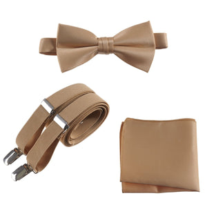 Pre-tied Bow Tie & Pocket Square with Adjustable Stretch Suspender - Tuxgear