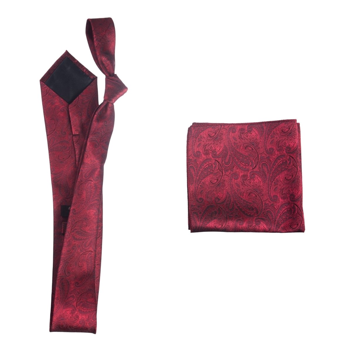 Self Tie Classic Windsor Necktie and Pocket Square Paisley Jacquard - Tuxgear
